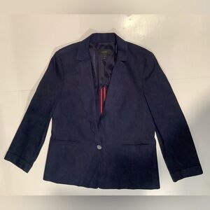 J. Crew Linen Blend Navy Blue Scalloped Lightweight Blazer 6 Academia